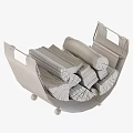 Sturdy Metal Fireplace Firewood Holder With Stacked Logs And Mobile Wheels Design