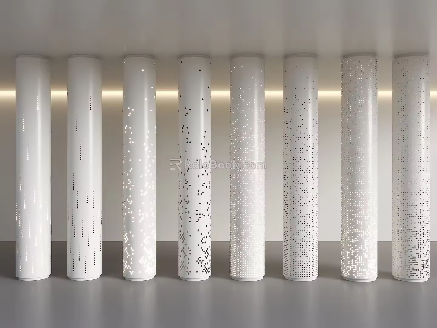 Luminous Concrete Column Gradient Hollow Cylinder Technology Decorative Column Gradient Perforated Column Indoor Cylinder 3d model
