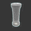 Colorful Cylindrical Electronic Device With Red and Black Patterned Top Bottom And Light Blue Middle