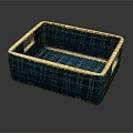 Blue Woven Storage Basket With Rectangular Shape And Decorative Handles 3d model