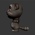 Cute Cartoon Cat 3D Model With Green Eyes Gray White Fur And Arms Outstretched