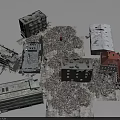 Broken Building Components With Collapsed Walls Fallen Roofs And Rubble Debris 3d model