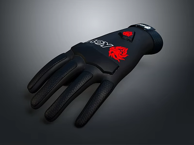 Black Roxy Glove With Red Logo And Grip Texture For Daily Use 3d model