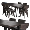 Modern Wooden Dining Table Set With Unique Chair Design And Metal Frame