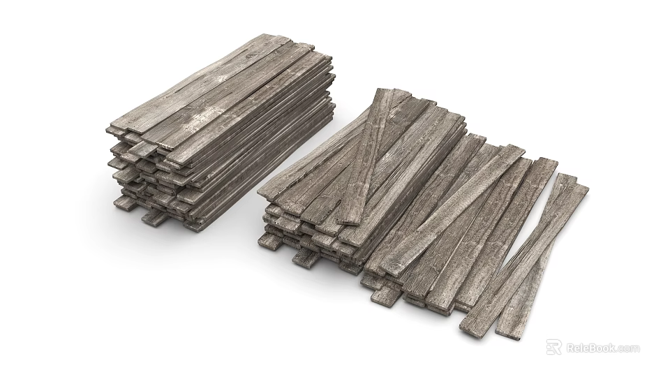 Natural Stone Wood Planks Stacked for Construction and Furniture Use 3d model 