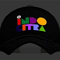 Black Trucker Cap with Colorful INDRO ITTRA Logo and Mesh Back Design