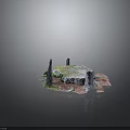 Wooden Tree Stumps And Moss Covered Stone Platform With Natural Texture Decorative Ground