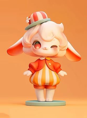 Hand-made doll with ear-drop rabbit image 3d model