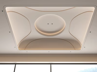 Modern Ceiling Design With Circular Central Panel Soft Beige Tones And Built In Lighting 3d model