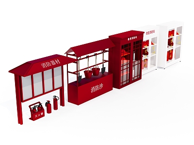 modern fire fighting equipment fire equipment station 3d model