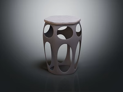 Modern Minimalist Stool With Round Textured Seat And Hollowed Out Design 3d model