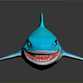 Friendly Blue Cartoon Shark Toy With Smiling Face And Playful Design