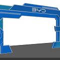 3D Blue Tech Inspired Arch With Circuit Board Design Elements Modern Electronic Style Structure 3d model