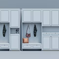 Elegant Modern Shoe Cabinet Interior With Hooks Bench And Storage Cabinets 3d model