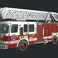 Red and White Fire Truck with Extended Ladder for Emergency Rescue Operations