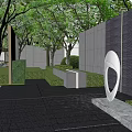 Modern Pergola Outdoor Landscape Design With Wooden Deck Water Feature And Seating Trees