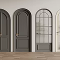Various Designed Interior Doors Featuring Dark Gray Light Colors And Glass Grid Panels
