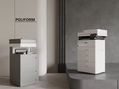 POLIFORM Office Filing Cabinets In Gray And White Modern Interior Setting 3d model