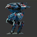 Blue And Red Armored Robot Character With Streamlined Mechanical Design And Standing Pose 3d model