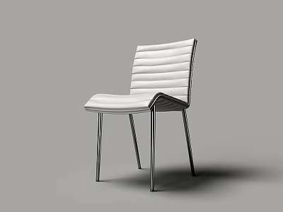 Modern Single Chair with White Striped Backrest and Metal Legs Design 3d model