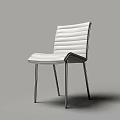 Modern Single Chair with White Striped Backrest and Metal Legs Design
