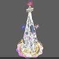 Illuminated Decorative Tower Model With Colorful Fireworks Ornate Base And Geometric Patterns 3d model