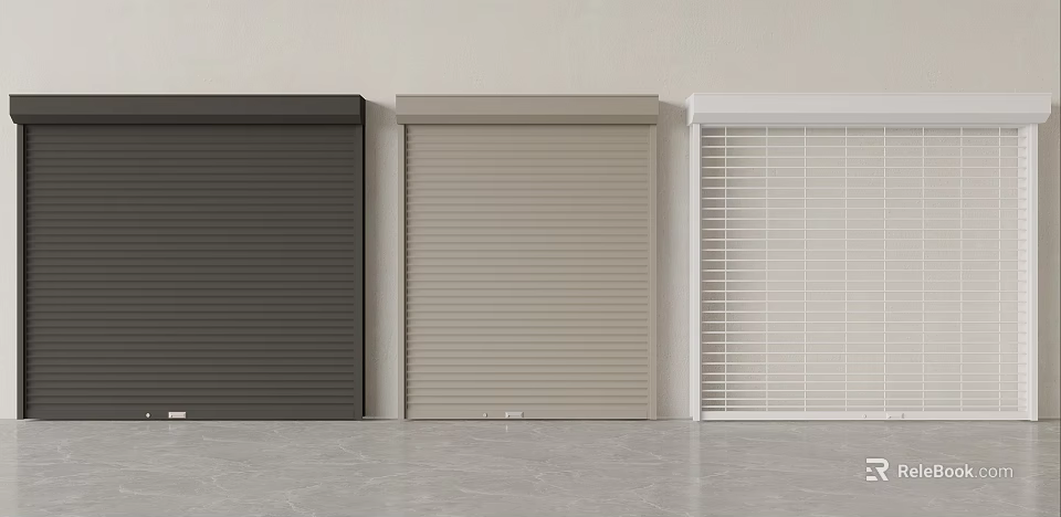 Modern Roller Shutters In Dark Gray Beige And White Color Variations 3d model 
