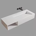 White Modern Washbasin with Minimalist Design and Black Wall Mounted Faucet in Contemporary Bathroom Setting