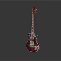 Red Electric Guitar Musical Instrument With Glossy Body And Wooden Neck Reflection