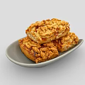 Cheesy Nutty Bread Slices Stacked With Cashew Nuts On Grey Plate