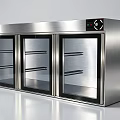 Restaurant Stainless Steel Display Cabinet With Three Glass Doors Metal Shelves And Control Panel