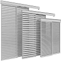 Wooden Slat Screens With Different Colored Wood Panels And Metal Frames 3d model