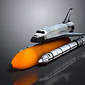 Space Shuttle Mounted on Orange Rocket Booster for Space Exploration Mission 3d model