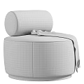 Round Single Sofa Beige Brown with Soft Gray Blanket Modern Cozy Design 3d model