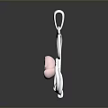 Silver Pendant Jewelry With Pink Rose And Leaf Design For Daily Use