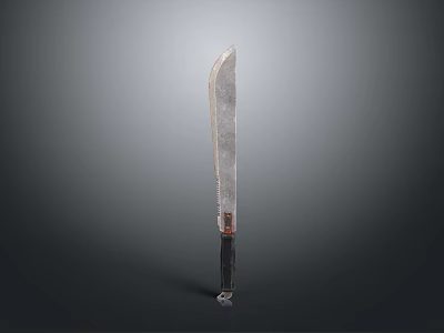 Long Serrated Blade Weapon With Sharp Edge And Black Red Handle 3d model