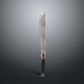 Long Serrated Blade Weapon With Sharp Edge And Black Red Handle