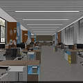 Modern Public Office Space With Open Workstations Ergonomic Chairs Computers And Natural Light