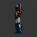 Standing Robot Figure With Red Blue Color Scheme Metallic Armor And Mechanical Design