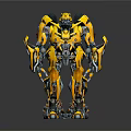 Yellow Robot Character With Intricate Metallic Mechanical Design And Standing Pose 3d model