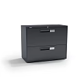 Black Two Drawer Storage Cabinet With Modern Metal Design And Lockable Feature