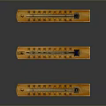 Three Yellow Thermometers Arranged Vertically With Clear Temperature Scales And Indicators