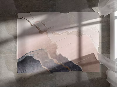 Square Carpet With Soft Pink Gray Black Abstract Pattern Under Natural Sunlight 3d model