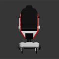 Medical Examination Bed With Black Seat White Frame Red Accents And Wheeled Base