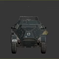 Military Armored Vehicle With Four Wheels Mounted Machine Gun And Open Grid Hatch