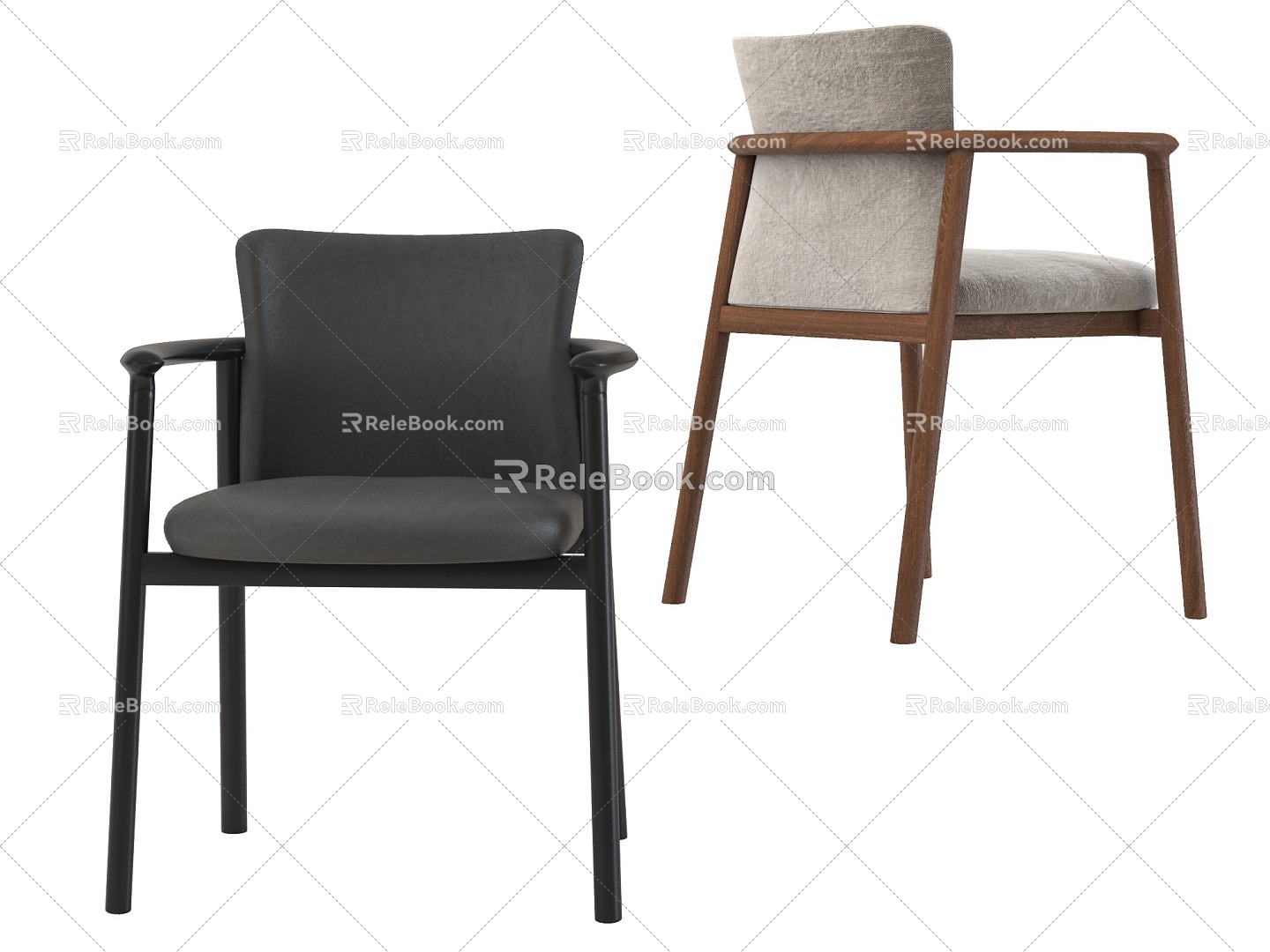 Leisure chair fabric chair leather chair with armrests 3d model