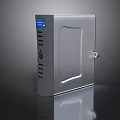 Silver Computer Hardware Enclosure Featuring Blue Display Lockable Door And Heat Vents