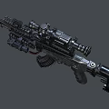 Tactical Assault Rifle With Metallic Finish Scope Magazine Handguard And Accessories