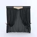 Black Curtains With Top Rod Light Colored Center Panel And Golden Tiebacks Elegant Design