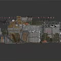 Industrial Style Scene Components With Metal Frames Stairs Platforms Crates And Debris